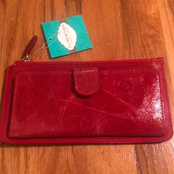 Red leather wallet. - Picture 3 of 8